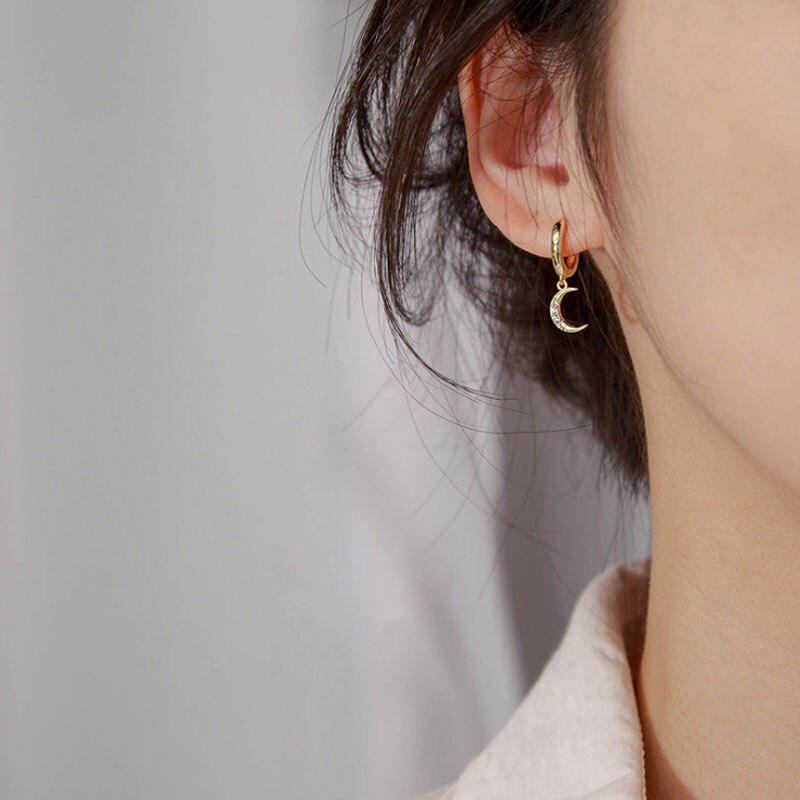 Fashion Classic Geometric Earrings - Asymmetric Star and Moon Jewelry for Women
